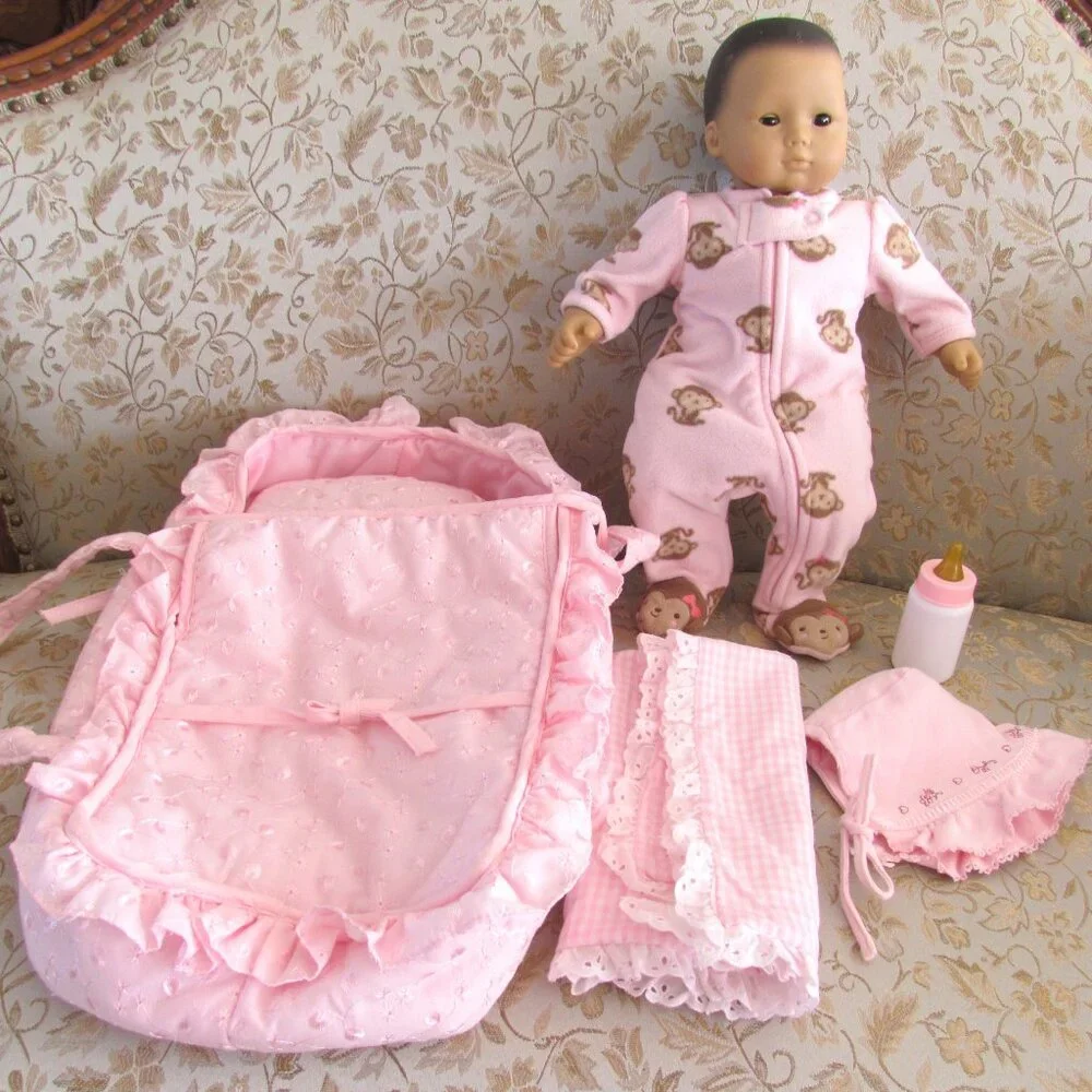 ASIAN BITTY BABY DOLL w CARRY-ALONG BED, BLANKET SLEEPER, PLEASANT COMPANY, EUC